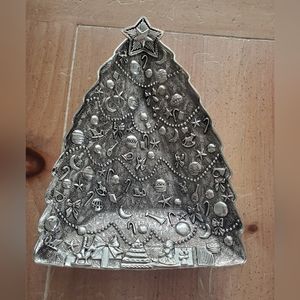Silver Finish Christmas Tree Dish